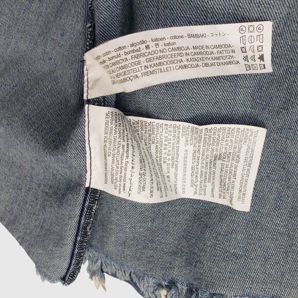 ZARA Distressed Denim Jacket With Frayed Hem & Rips Womens XS - Picture 14 of 14